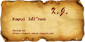 Kapui János névjegykártya